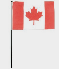 DRAPEAU SOIE CANADA / BÂTON 6"X9"