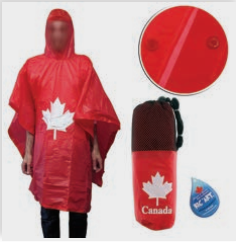 PONCHO ROUGE DANS POCHETTE CANADA / FEUILLE D'ÉRABLE