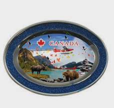 AIMANT ASSIETTE MÉTAL CANADA BLEU
