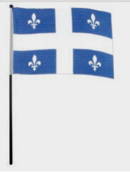 DRAPEAU SOIE QUÉBEC / BÂTON 6X9"
