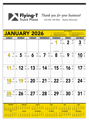 Produit promotionnel Yellow & Black Contractor Memo Calendar
