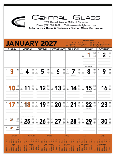Produit promotionnel Orange & Black Contractor Memo Calendar