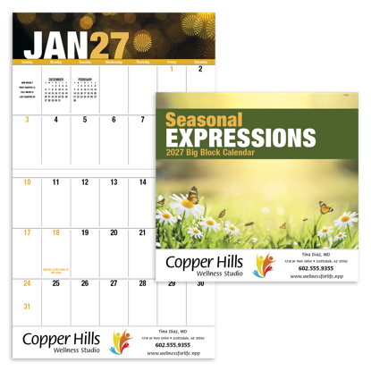 Produit promotionnel Seasonal Expressions Big Block - Stapled Calendar