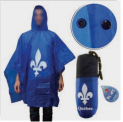 PONCHO BLEU DANS POCHETTE QUÉBEC / FLEUR DE LYS