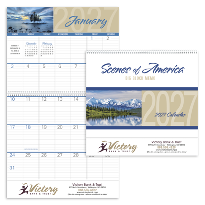 Produit promotionnel Scenes of America Big Block Memo Calendar