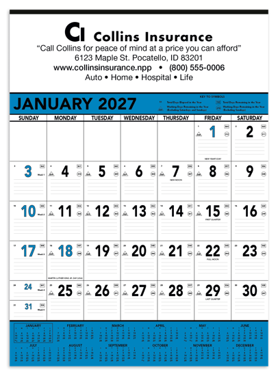Produit promotionnel Blue & Black Contractor Memo Calendar
