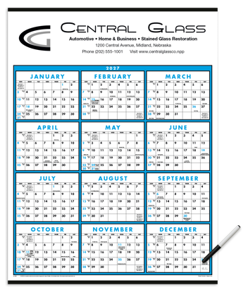 Produit promotionnel Span-A-Year (Laminated with Marker) Calendar