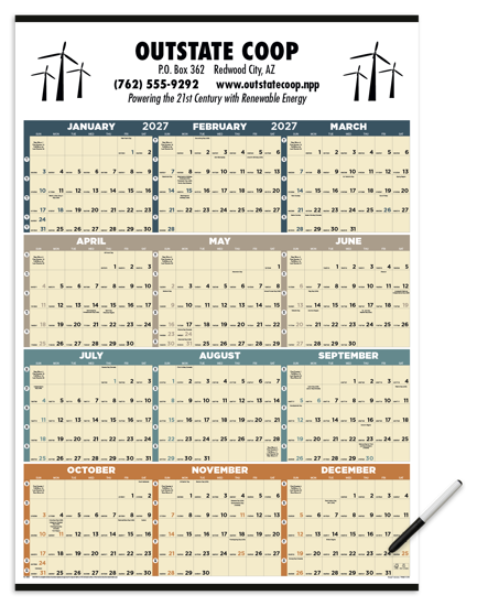 Produit promotionnel Time Management Span-A-Year (Laminated w/Marker) Calendar