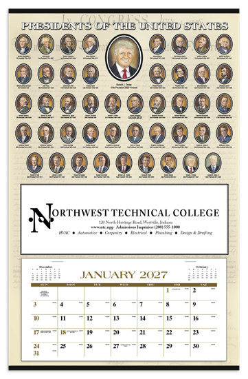 Produit promotionnel Presidents Hanger 12-Month Calendar