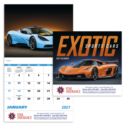 Produit promotionnel Exotic Sports Cars - Stapled Calendar